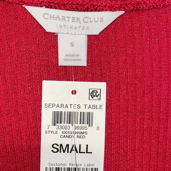 Charter Club Ribbed Henley Pajama Top red Small - Picture 3 of 7